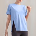 thumbnail image 7 of tarylea Workout Tops for Women Short Sleeve Crew Neck Slit Hem T-Shirt Casual Loose Comfy Summer Yoga Athletic Tops, 7 of 7
