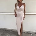 thumbnail image 3 of Abcnature Womens Maxi Dress Savings Clearance Deals, Women Solid Round Neck Sleeveless Dress, Plus Size Summer Casual Long Dresses, Wedding Guest Dresses Beach Party Dress Khaki L, 3 of 5