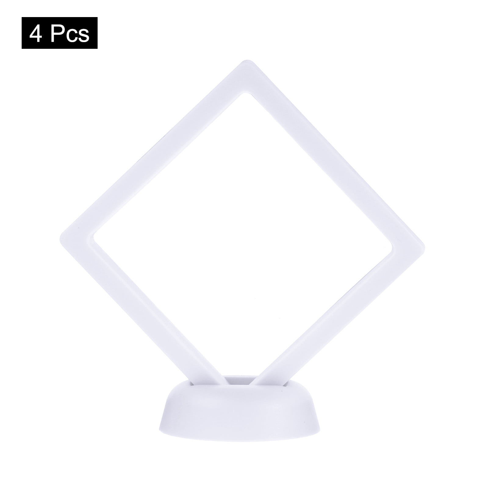 Unique Bargains 4Pcs Floating Frame Display Holder Stand 3.54" x 3.54" x 0.8" White