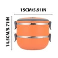 thumbnail image 3 of YIKA Tupperware Container Double-layer Portable Lunch Box Circular Fresh-keeping Box Stainless Steel Insulated Student Office Worker Lunch Box Bento Boxes Kitchen Storage Orange, 3 of 6