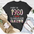 thumbnail image 5 of 43Th Birthday For Women Floral Made In 1980 Birthday TShirt, 5 of 6