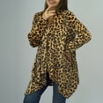 thumbnail image 6 of safuny Women's Long Sleeve Casual Outwear Jackets Ultra-long To Ankles Look Thin And Tall Faux Coat Jacket Lapel Leopard Print Dressy Lounge Trendy Blazer Pullover Coffee L, 6 of 7