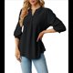 thumbnail image 3 of Blusas Informales de Verano para Mujer, con Cuello en V, Corta, Encaje Calado y Bonitas Blusas de Negocios Negro XXL, 3 of 7