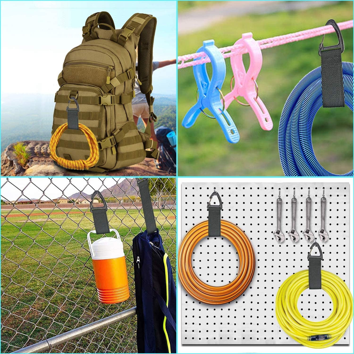 Extension Cord Holder Organizer 4 Pack Extension Cord Hanger for Garage Organization and Storage 16 Inch Heavy Duty Storage Strap for Extension Cord Within 100ft with Triangle Buckle for Hanging Walma...