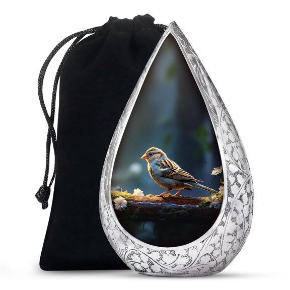 JAGSHASHI Sparrow - Large Urn - Decorative Urns - Cremation Urn For Adult Men & Women - Memorial For Human Remains Mom & Dad - Urn For Ashes For Adult Male & Female - Metal Urn - 10 Inch - Large