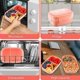 thumbnail image 5 of Fiambrera, lonchera bento todo en uno de 3 capas con juego de utensilios, lonchera bento a prueba de fugas para salir a comer, trabajar, picnic, color rosa, 5 of 6