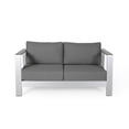 thumbnail image 3 of Rashad Outdoor Aluminum Loveseat and Coffee Table Set with Cushions, Silver and Gray, 3 of 11