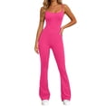 thumbnail image 3 of Shadoumai Flare Jumpsuits for Women Strappy Square Neck Bodycon Full Length Long Pants Romper Sexy One Piece Playsuit, 3 of 5