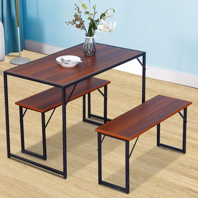 Buy Woodyhome Dining Table Set Kitchen Table And Bench For 4 Persons Dining Room Table Set For Small Spaces Table With Chairs Home Furniture Rectangular Modern Online In Colombia 258780056