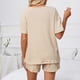 thumbnail image 4 of Women's Knitted V-neck Short-sleeved Top and Shorts Pajama Two-Piece Set Pink XXXL, 4 of 4