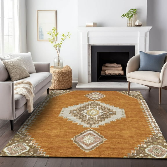 Addison Rugs Chantille Indoor/Outdoor Traditional Vintage Copper Washable Rectangle Rug, 3' x 5'