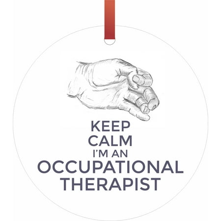 Occupational Christmas Ornaments Keep Calm I'm an Occupational Therapist Flat Round - Shaped Christmas Holiday Hanging Tree Ornament Disc Made in the U.S.A. ()