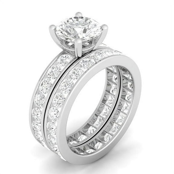 925 Sterling Silver Double Eternity Wedding Rings for Women Wedding Ring Set Make Great Anniversary Gifts