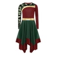 thumbnail image 3 of inlzdz Robe de Danse Imprimée pour Filles Manches Longues Bloc de Couleur Asymétrique Liturgique Robe d'Église Bourgogne Vert Armée 12, 3 of 5