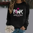 thumbnail image 2 of Jinhomg Pink Breast Cancer T Shirts for Women Inspirational Letter Print Cancer Awareness Tops Comfy Long Sleeve Drop Shoulder Pullovers Fall Casual Crew Neck Holiday Tees Spring Saving Sale Black XL, 2 of 5