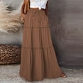 thumbnail image 6 of BRDFRL Boho Skirts for Women Casual Flowy Ruffle A Line Tiered Swing Elastic Black Long Skirts with Pockets for Beach Brown XL, 6 of 6