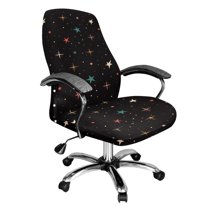 ZIATUBLES Star Dot Black Stretch Printed Universal Rotating Chair Soft Breathable Computer Office Chair Covers Stylish Removable Furniture Protector Cover with Snap Button, S,
