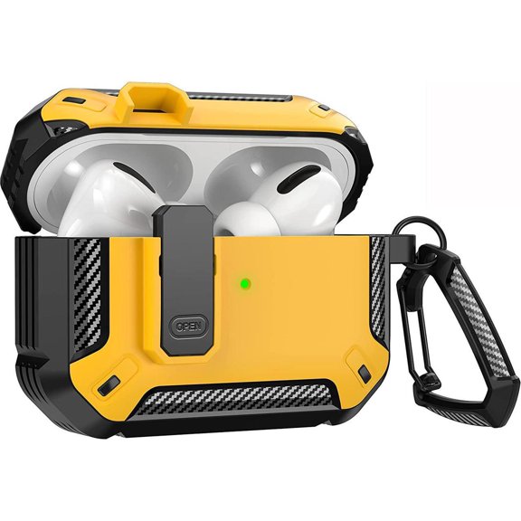 AirPods Pro 2 Case 2022, for AirPods Pro 2nd Generation Case Cover, Pro2 Protective Case with Lock Gen 2 Military Rugged Shockproof Cover with Keychain Compatible with Apple Airpods Pro 2 Yellow