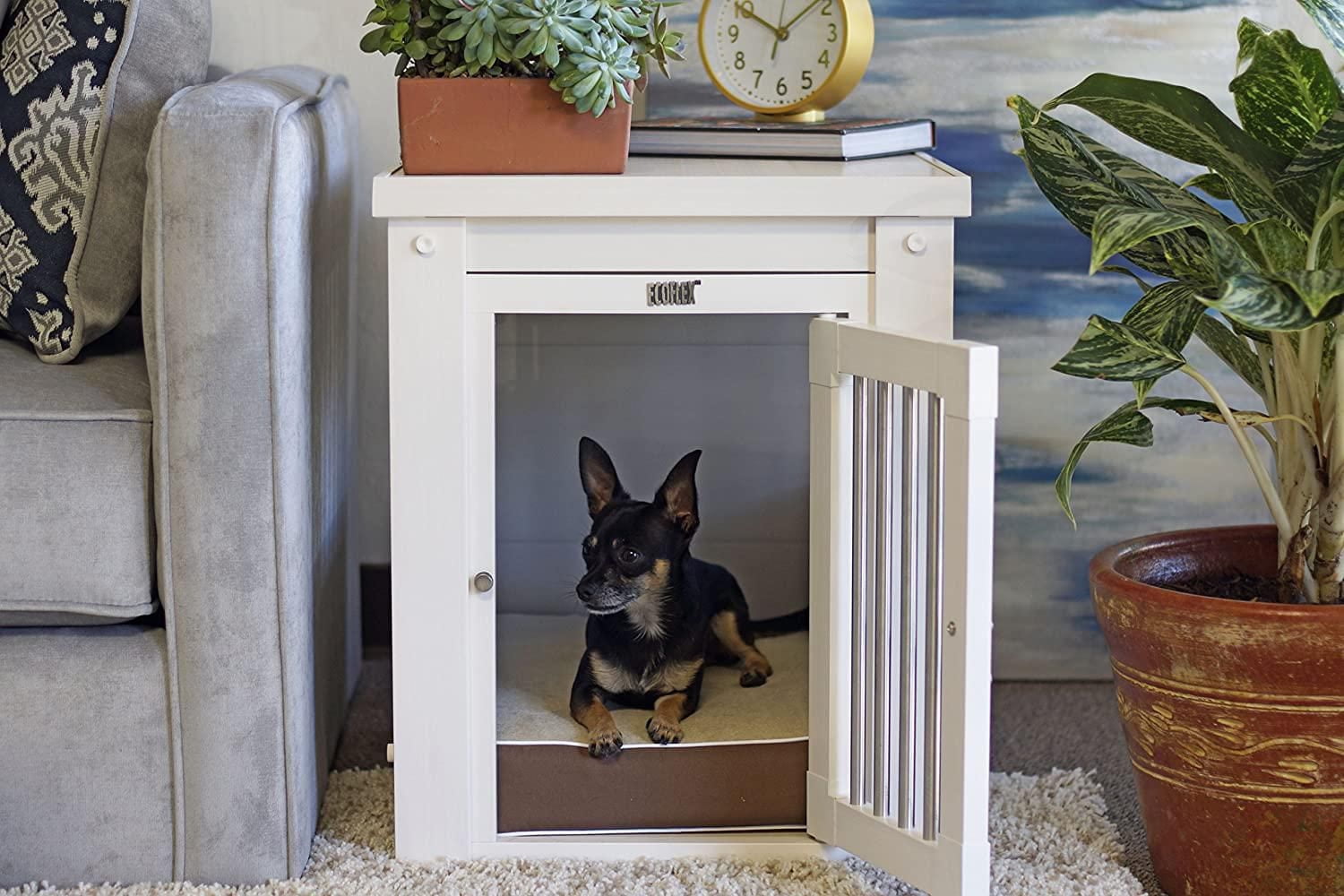 New Age Pet Indoor Innplace Dog Crate Medium With Stainless Steel Spindles White