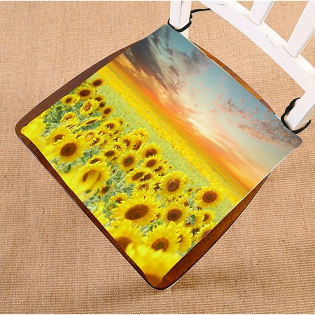 

PHFZK Landscape Nature Scenery Chair Pad Beautiful Sunflowers Field at Sunset Seat Cushion Chair Cushion Floor Cushion Two Sides Size 20x20 inches