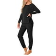 thumbnail image 4 of INSPIRE CHIC Women's Lounge Set Sweatshirt with Jogger Long Sleeve Round Neck Knit Pajama Tracksuit XL Black, 4 of 5