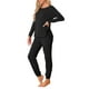 thumbnail image 4 of Conjunto de lounge para mujeres INSPIRE CHIC, sudadera con jogger, manga larga, cuello redondo, pijama de punto, traje de entrenamiento 2XL negro, 4 of 5