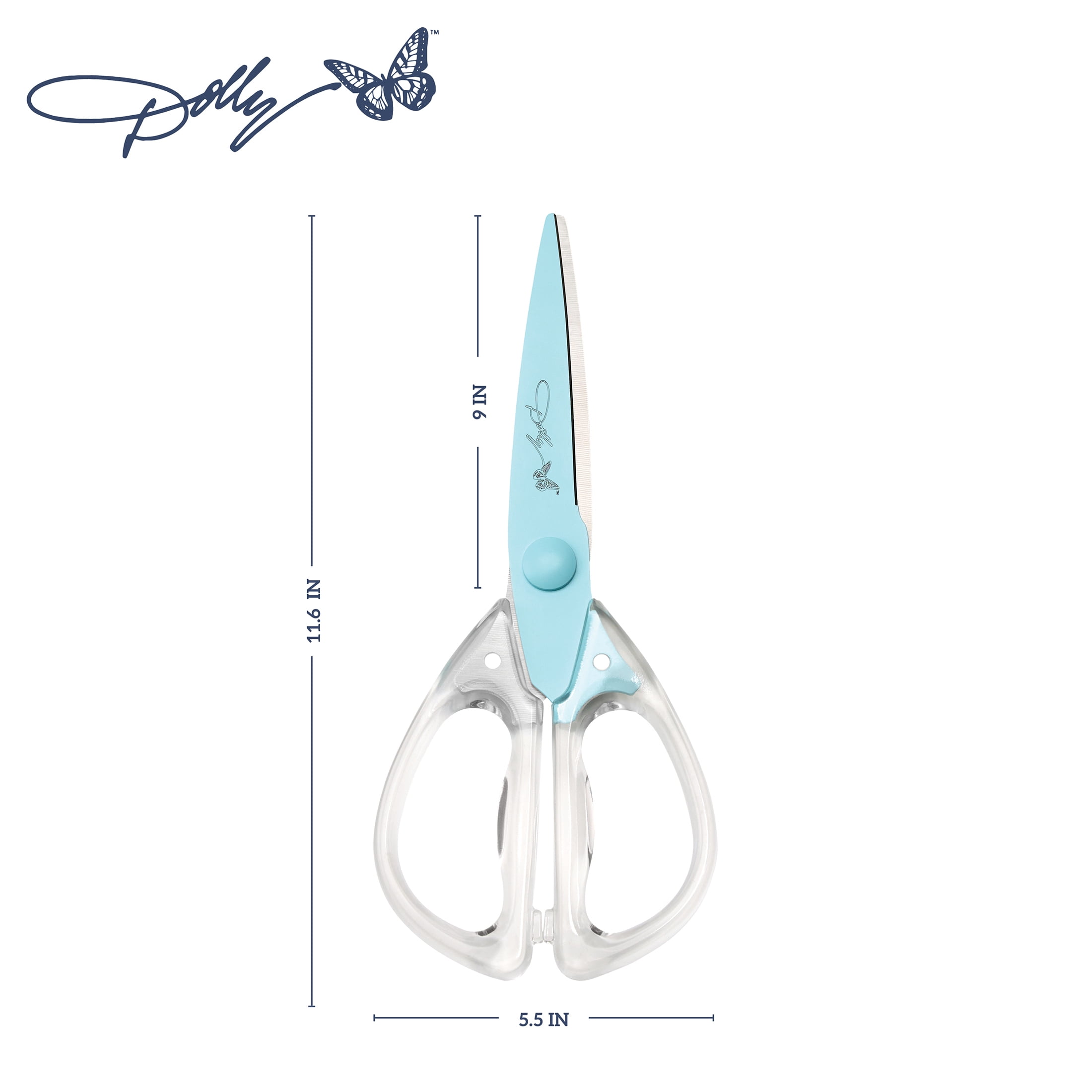 Dolly Parton Blue All-Purpose Acrylic Kitchen Scissors for Everyday Tasks