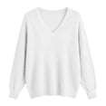 thumbnail image 6 of Horkkom V Neck Sweaters for Women Solid Color Work Pullover Knit Sweater Loose Casual Trendy Tops S, 6 of 6