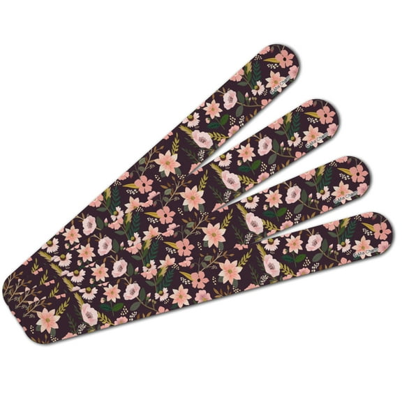 Simona Flowers Floral Pattern Double-Sided Nail File Emery Board Set 4 Pack
