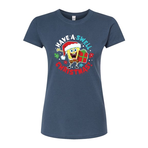 SpongeBob SquarePants - Have A Swell Christmas - Juniors Fitted Graphic T-Shirt