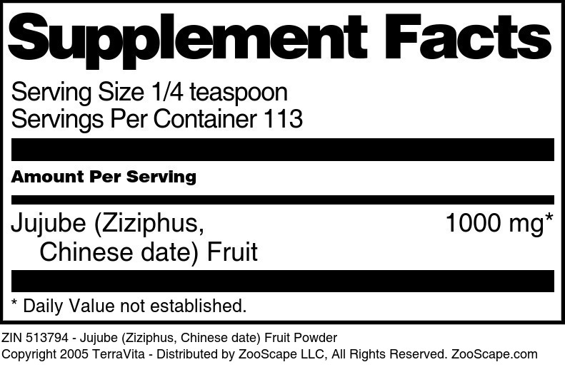 Terravita Jujube Ziziphus Chinese Date Fruit Powder 4 Oz 1 Pack Zin Walmart Com Walmart Com
