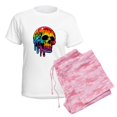 thumbnail image 6 of CafePress - Vibrant Multicolor Skull - Women's Short Sleeve Print T-Shirt and Pants Light Cotton Pajama Set, 6 of 7