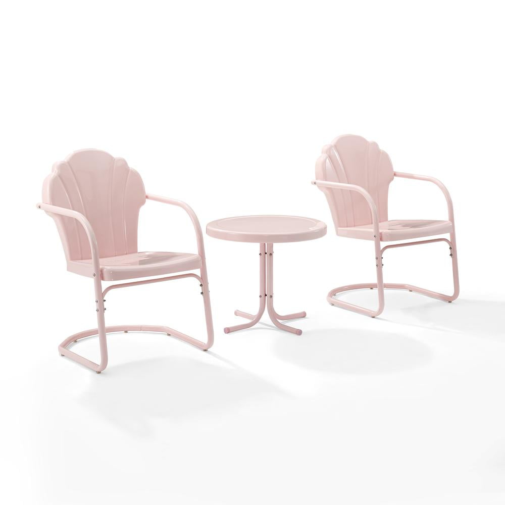 Crosley Furniture Tulip 3 Piece 22"Round Metal Patio Conversation Set in Pink