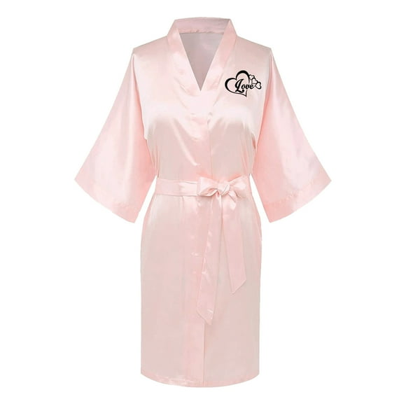 TIMIFIS Women's Short Silky Robes Bridesmaid Bride Party Satin Robes Sleepwear Plus Size Wedding Bridal Party Loungewear Dressing Gowns with 3/4 Sleeve - Spring/Summer