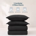thumbnail image 6 of Sleep Zone Striped Jacquard Bedding Set King Size, 3 Piece Luxury Ultra Soft Comforter Set, Lightweight Breathable & Durable Black Bedding Set, 6 of 13
