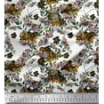 thumbnail image 1 of Soimoi Green Cotton Duck Fabric Insect & Orchid Flower Print Fabric by The Yard 42 Inch Wide, 1 of 1