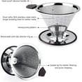 thumbnail image 2 of FOXAS Pour Over Coffee Filter Dripper, Reusable Stainless Steel Metal Drip Coffee Maker Cone, Paperless Permanent Coffee Strainer, Coffee Mesh Filters for 1-4 Cup with Cleaning Brush, 2 of 8