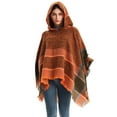 thumbnail image 5 of Rohuuque Women's Hooded Cape with Fringed Hem Herringbone Knit Hooded Poncho Pullover Cape Warm Winter Gothic Bohemian Style Shawl Orange, 5 of 8