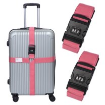 Uxcell Cross Luggage Straps with Combination Lock Adjustable Suitcase Belt Pink