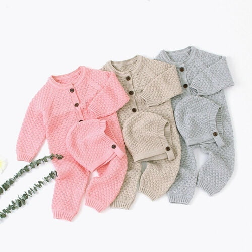 Knit baby romper Newborn knit bodysuit Knitted baby clothes Newborn knit sets  Newborn coming home knit outfit Knitted baby bonnet 0-3 month