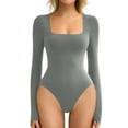 thumbnail image 1 of Body Avidlove para mujer, manga larga, cuello cuadrado, talla L, color gris, 1 of 6