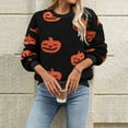 thumbnail image 4 of Dihao Fall Winter Sweater Halloween Pumpkin Printed Pullover Fashionable Casual Long Sleeved Plush Round Neck Blouse Tops Womens Sweater, 4 of 6