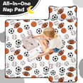 thumbnail image 4 of Football and Basketball White Pattern Teens Toddler Nap Mat with Pillow, Sleeping Mat Bag for Preschool Daycare 50"x20", 4 of 6