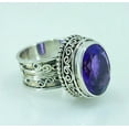 thumbnail image 3 of Navya Craft Natural Amethyst Oval Sterling Silver Handmade Statement Cocktail Women Ring Size 12.5, 3 of 9