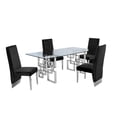 thumbnail image 2 of Rectangular Clear Glass 5pc Dining Set with Silver Stainless Steel Base, 2 of 3