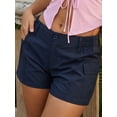 thumbnail image 5 of LMLYSoH Women Cargo Shorts Solid Color Vintage Elastic Casual Summer Low Waist Shorts with Pockets for Nightclub Streetwear, 5 of 8