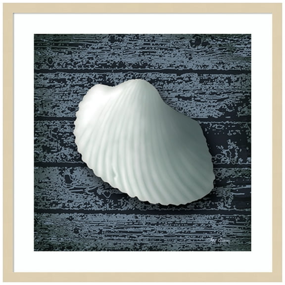 Amanti Art Seashore Shells Navy I Wood Framed Wall Art Print