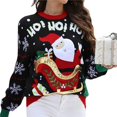 thumbnail image 2 of Women's Ugly Funny Cute Christmas Tree Snowflake Reindeer Santa Sweater Knitted Pullover Tops Black XXXL, 2 of 7