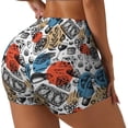 thumbnail image 2 of Sigee French Food Print Women's High Waist Workout Shorts - Squat Proof, Tummy Control, Yoga and Gym Activewear-X-Large, 2 of 9