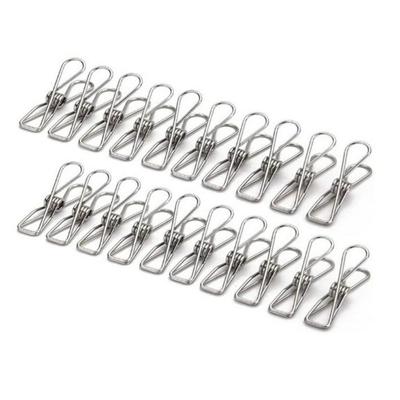 20pcs Stainless Steel Spring Clamp Clothespin Not-slip Clothespin Sock Clip Sheet Clip Household Items